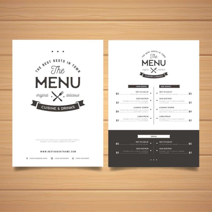 menu printing